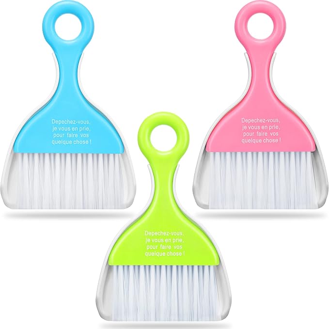 Chengu 3 Pack Mini Dustpan and Brush Set Colorful Small Broom and Dustpan Set by CHENGU