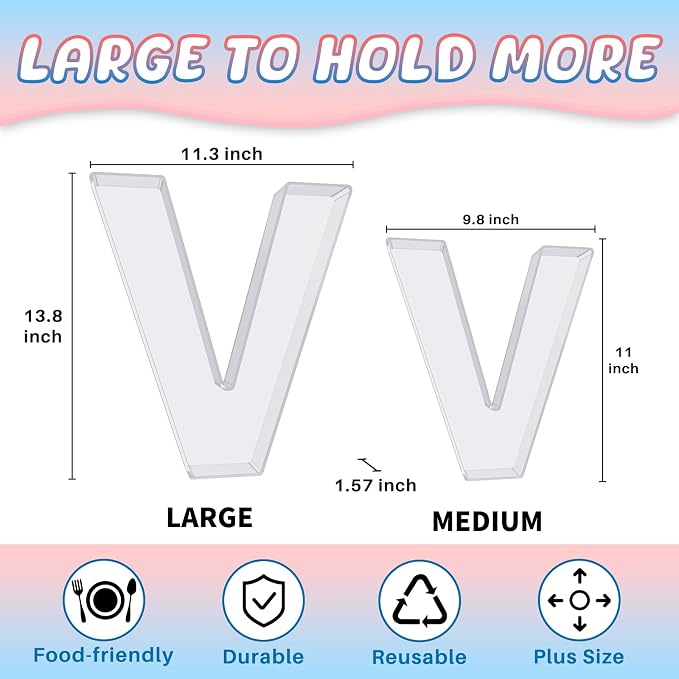 13.8" Extra Large Acrylic Letter Charcuterie Board Box, Reusable Fillable - Image 2