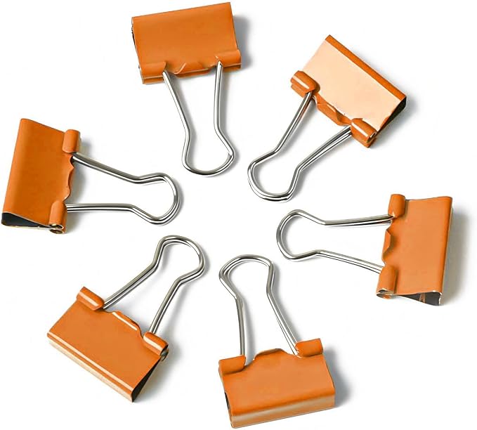 50 Pack Small Orange Binder Clips 3/4 Inch, Colored Little Paper Clamps - Image 3