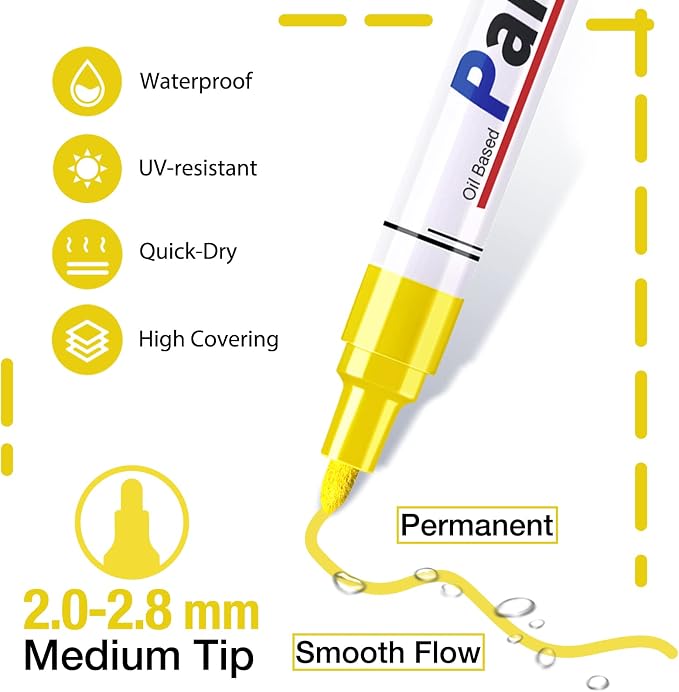 Yellow Paint Pen Permanent Paint Markers - Image 2