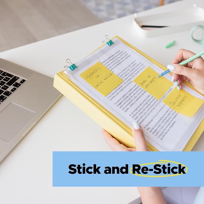 Post-it 100% Lined Recycled Super Sticky Notes, 4 x 6 in, 4 Pads | School - Image 8
