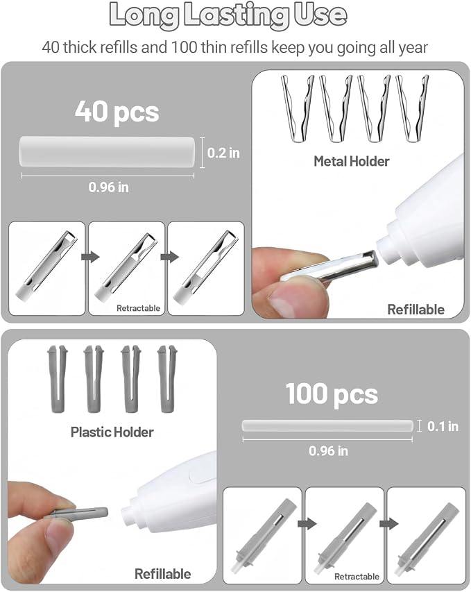 AFMAT Electric Eraser, Dual Tip, 140 Eraser Refills, Rechargeable Pencil Erasers - Image 5