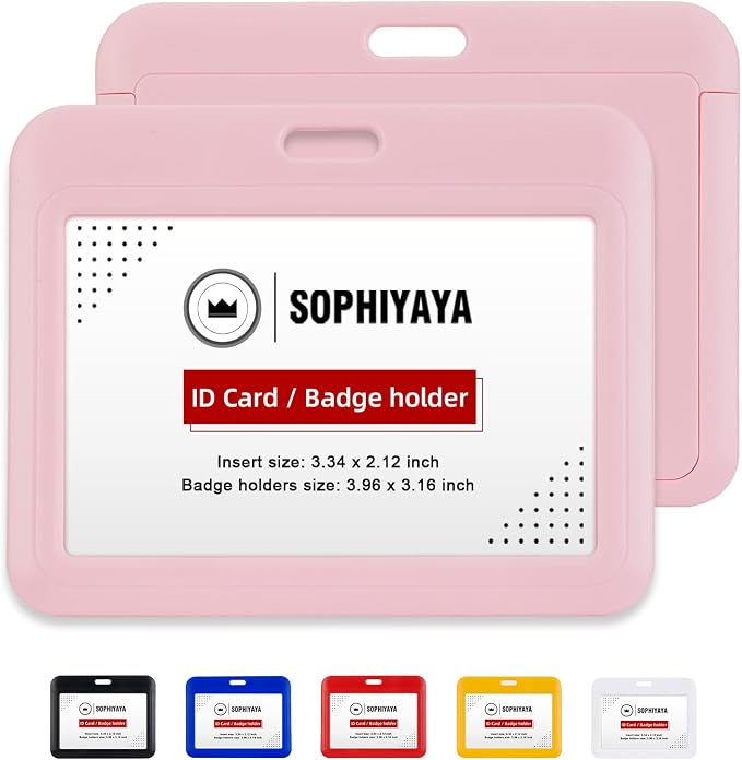 12 Pack Sliding Horizontal Badge Holder Hard Plastic Key Card Work Badge Sleeve by SOPHIYAYA