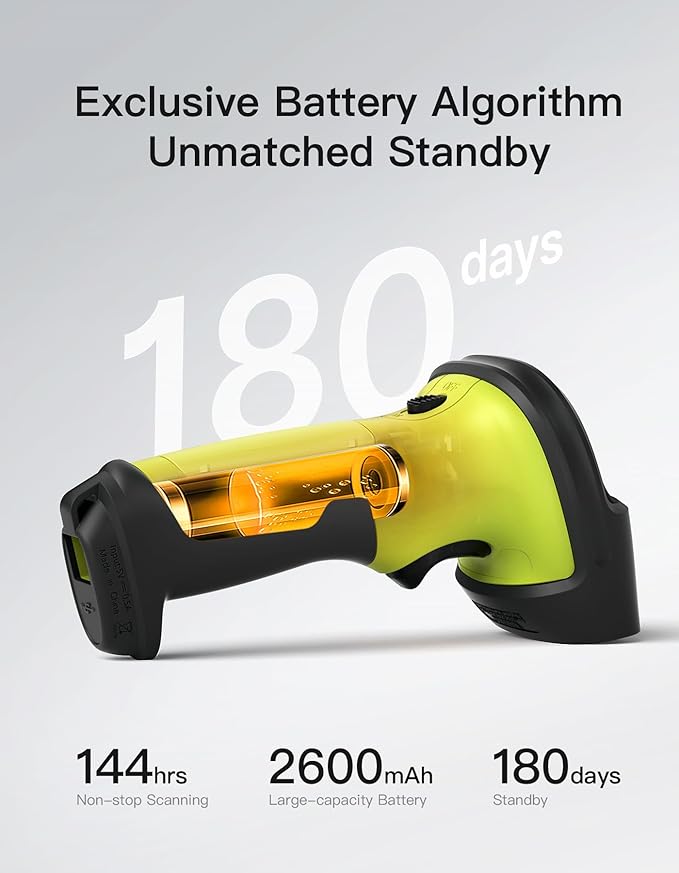 Inateck 2D Barcode Scanner, Wireless Bluetooth QR Code Scanner with AI APP & SDK, 180-Day Battery Life, Fast & Accurate Scanning, Compatible with iOS/Android/Windows, BCST-72 Green-DeskLoop Office