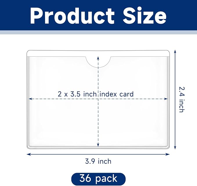 Mauproy 36Pcs Adhesive 2" x 3.5" Index Card Pockets, Plastic Pocket Sleeves - Image 2