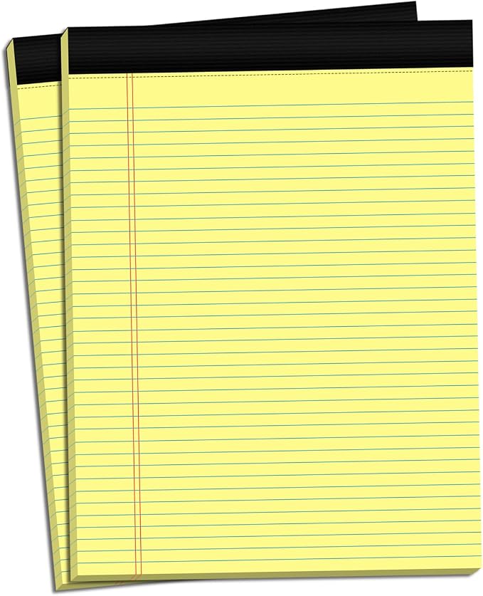 Legal Pads 8.5 x 11 College Ruled Note Pads 8.5 x 11.75 Yellow Notepad 80gsm by DORFAS