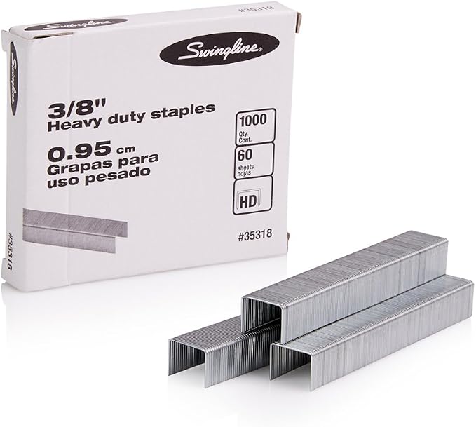 Swingline Staples, Heavy Duty, 3/8" Length, 60 Sheet Capacity, 1 Pack by Swingline