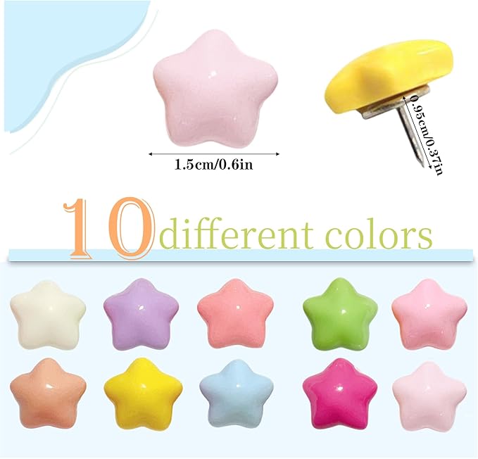 50 Pcs Star Push Pins, Cute Push Pins, Decorative Thumbtack - Image 3