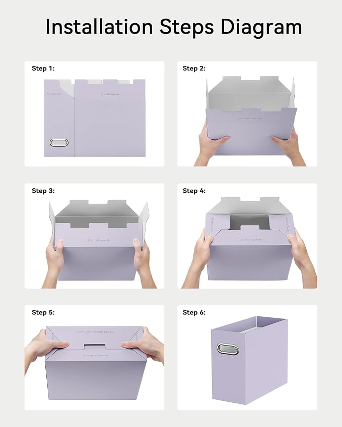 Oterri File Organizer Box, Portable Collapsible Cardboard File Folder Organizer - Image 6