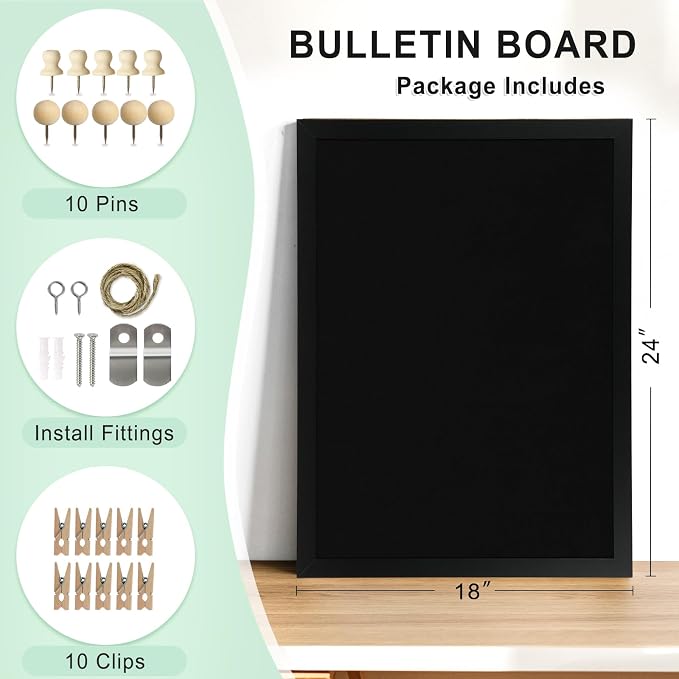 DOLLAR BOSS Large Black Cork Board Double-Sided Bulletin Board - Image 6