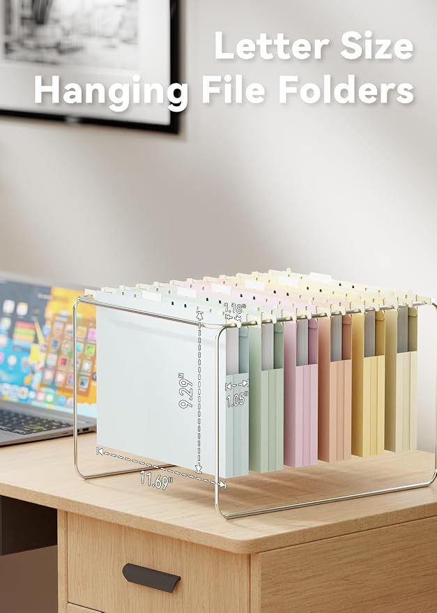 Ansook Plastic Hanging File Folders, Letter Size Hanging Folders - Image 3