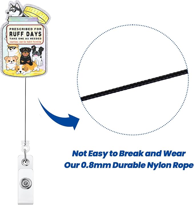 Prescribed for Ruff Days Take One As Needed Funny Nurse Badge Reel, Cute Dog - Image 5