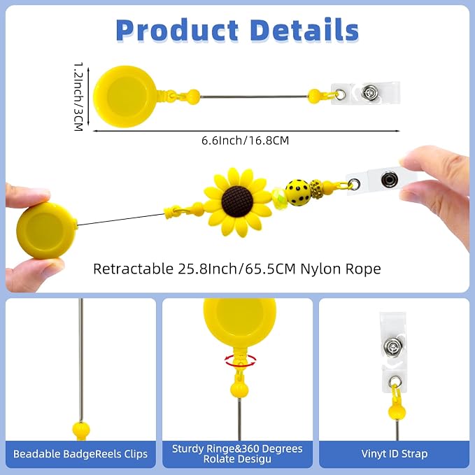 15pcs Colorful Beadable Badge Reels Making Kits - Image 7