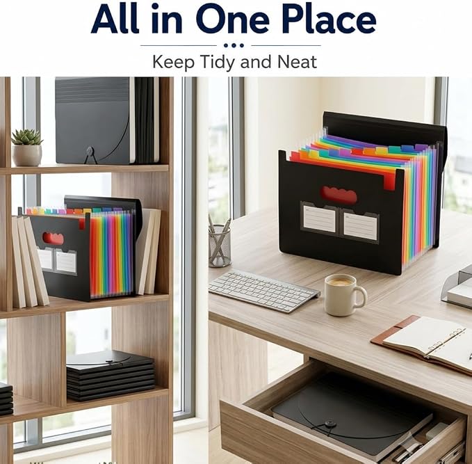 25 Pockets Accordion File Organizer, Portable Expanding File Folder - Image 5