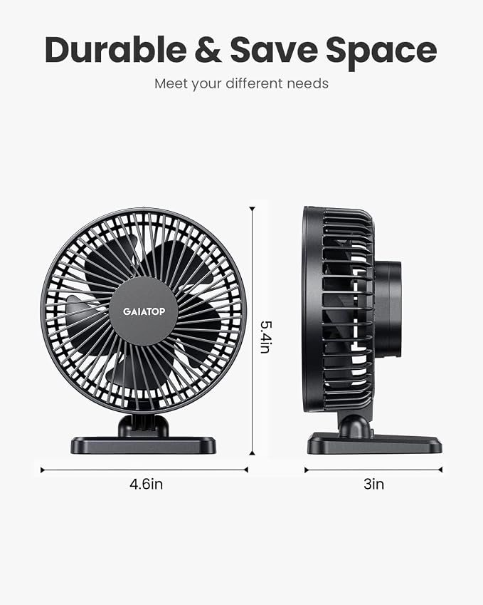 Gaiatop USB Desk Fan, Small But Powerful, Personal Portable Quiet 3 Speeds - Image 5