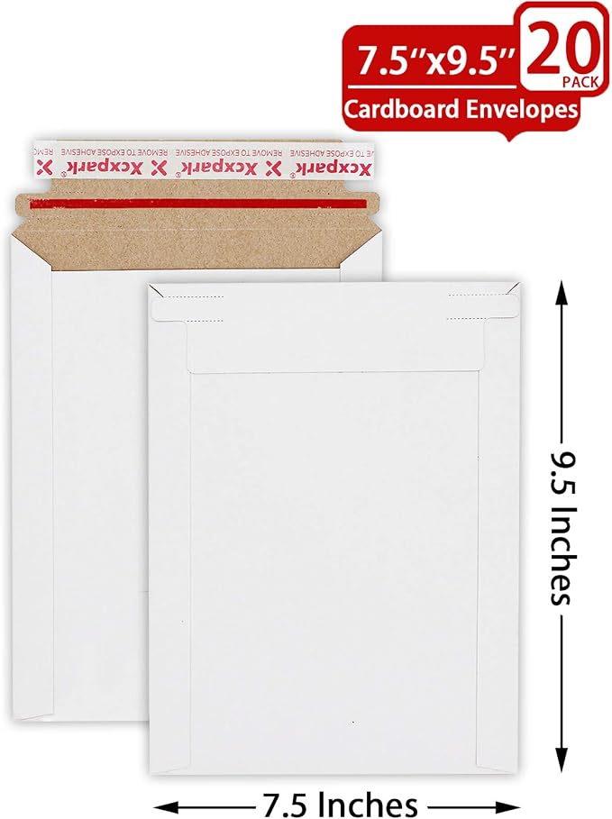 Xxcxpark 20 Pack Rigid Mailers, 7.5x9.5 inches Self Seal Photo Document Mailers - Image 2