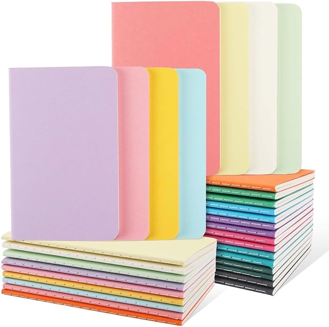 Oucaru 32PCS Mini Notebooks Bulk, 3.5" x 5.5", 16 Color, 60 Pages Blank Paper by Oucaru