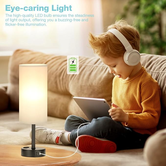 Fenmzee Grey Touch Bedside Lamp - Image 5