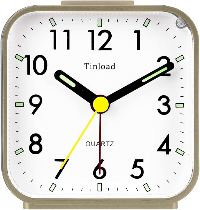Tinload Small Battery Operated Analog Travel Alarm Clock Silent Non Ticking by Tinload