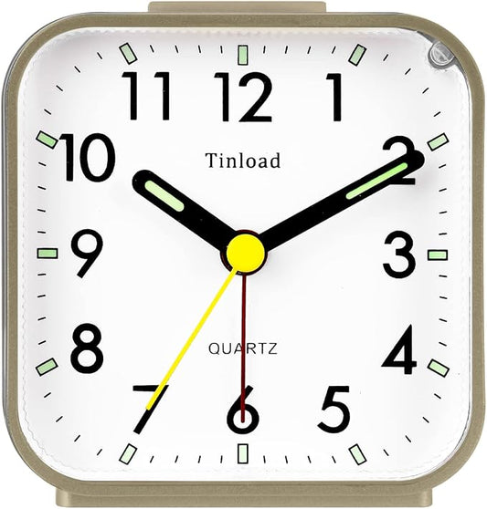 Tinload Small Battery Operated Analog Travel Alarm Clock Silent Non Ticking by Tinload