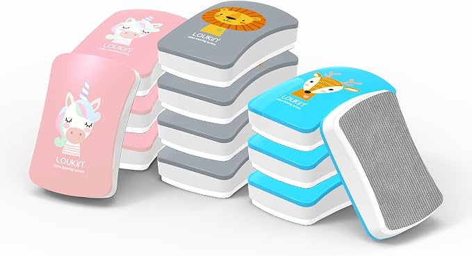 LOUKIN 12 Pack Kid Magnetic Dry Erase Erasers, Mini Whiteboard Eraser, Small by LOUKIN
