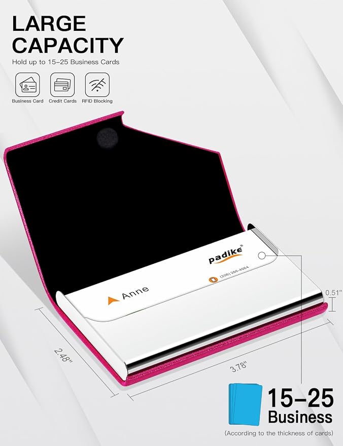 Padike Business Card Holder, Upgraded Leather Business Card Case Pocket Card - Image 4