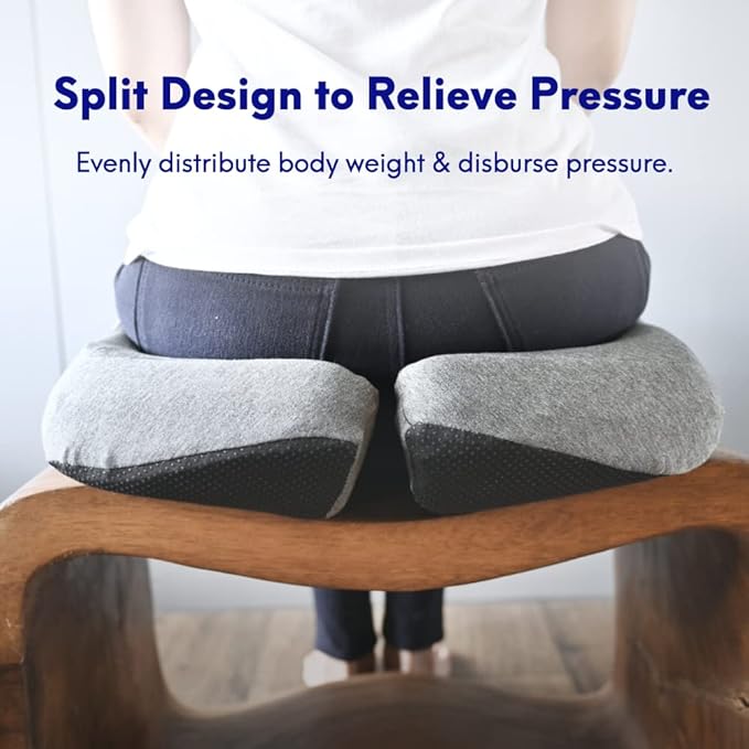 C CUSHION LAB Patented Pressure Relief Seat Cushion for Long Sitting Hours on Office/Home Chair, Car, Wheelchair - Extra-Dense Memory Foam for Hip, Tailbone, Coccyx, Sciatica - Light Grey-DeskLoop Office