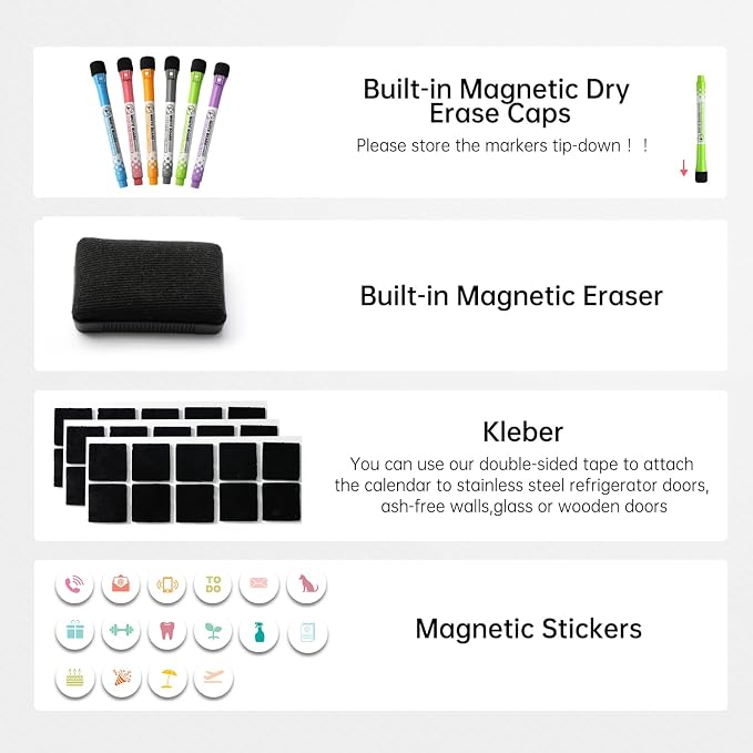 Magnetic Weekly Dry Erase Whiteboard Calendar&Monthly Calendar&Daily Planner&to - Image 5