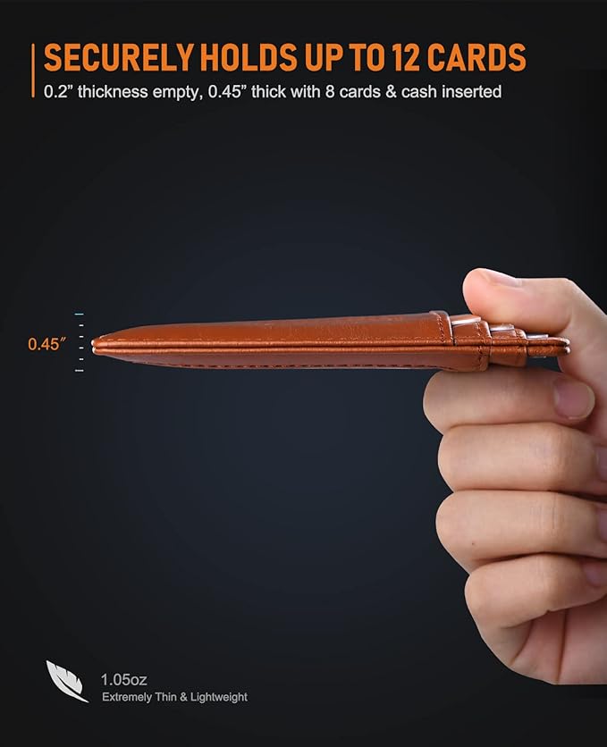 Buffway Slim Minimalist Front Pocket RFID Blocking Leather Wallets - Image 5