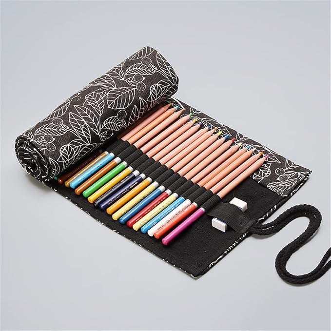 DIYOMR 24/36/72 Slots Pencil Wrap Pencil Rolls, Artist Colored Pencils Roll Up - Image 5