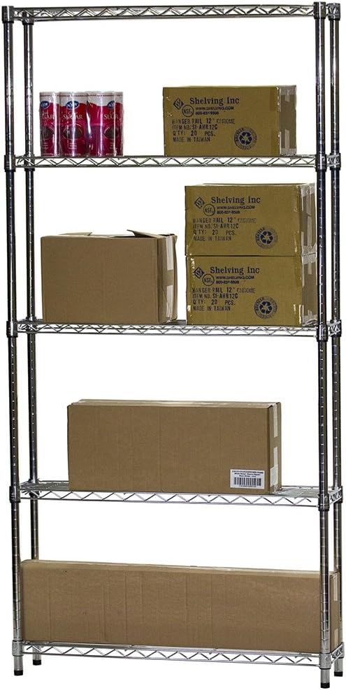 Shelving Inc. 8"D x 36"W x 84"H Chrome Wire Tiered Shelf - Image 3