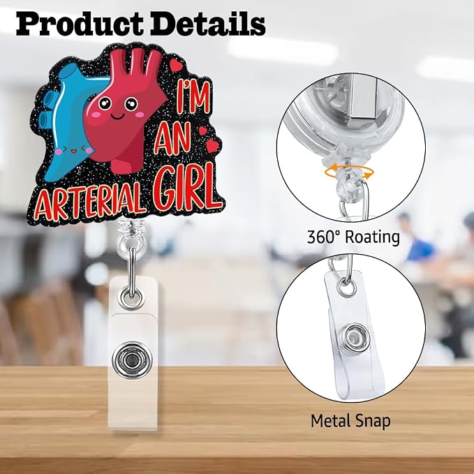 Sixrip I'm an Arterial Girl Retractable Glitter Badge Reel - Image 3