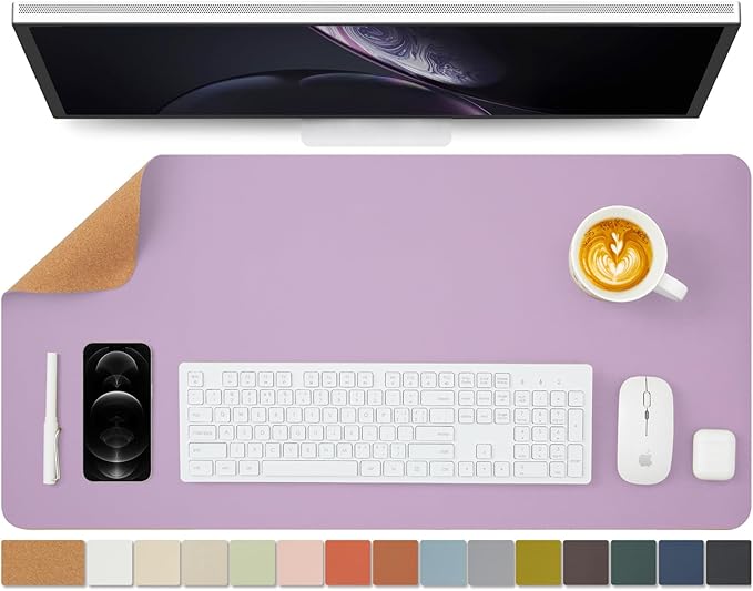 Cork Purple Desk Mat - Dual-Sided Desk Pad for Office and Home - Desk Organization and Accessories - Ideal for Large Mouse Pad and Desk Mats on Top of Desks(31.5"x 15.7")-DeskLoop Office