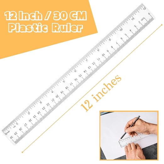 Plastic Ruler, 12 Inch Clear Plastic Ruler, Centimeter, Millimeter and Inches - Image 3