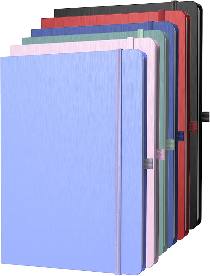 A4 Lined Journal Notebook, 8mm Ruled Notepad, Journaling for Writing, Work, School, Travel and Note Taking, Hardcover 160 Pages (80 Sheets) 8.27 x 11.6 inches Multicolored-DeskLoop Office