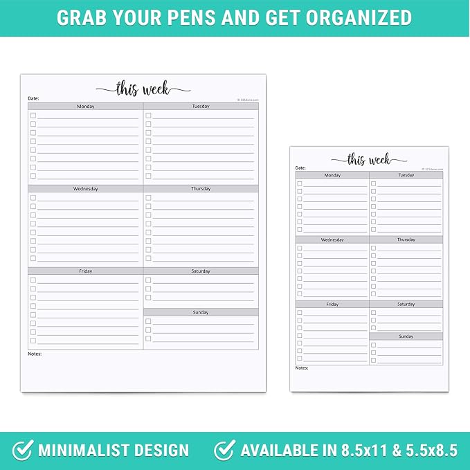 321Done Weekly Checklist Notepad, 5.5x8.5 Size Pad - Image 5