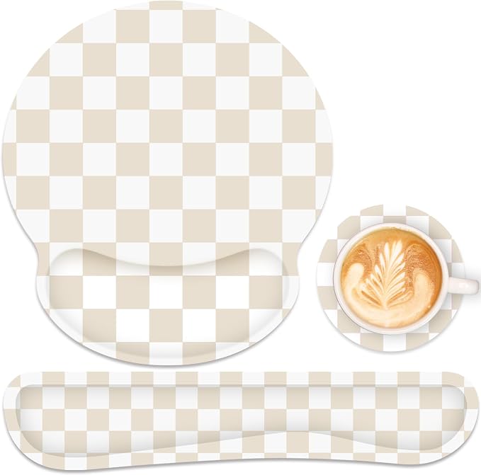 Ergonomic Mouse Pad with Wrist Rest and Keyboard Wrist Rest, Mousepad and by GJGOO