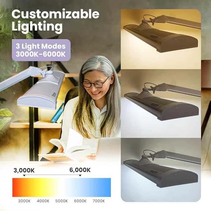 Neatfi Ultra 3,500 Lumen LED Desk Lamp, Color Correlated Temperature, 3 Light Modes, Dimmable, 45W, 26 Inch Wide Metal Shade, 540 SMD LEDs (CCT with Base, White)-DeskLoop Office