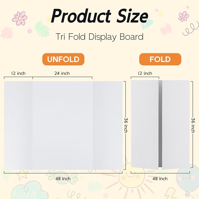 4 Pack Trifold Poster Board, 36x48 Inches White Presentation Board, Portable Display Board for Science Fair, School DIY Project and Business Exhibitions-DeskLoop Office