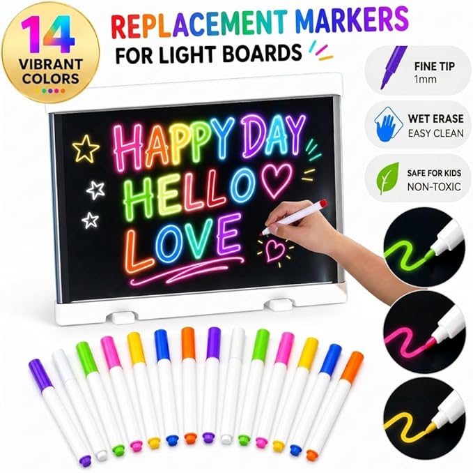 14 Colors Light Board Markers for LED Note Board - Image 2