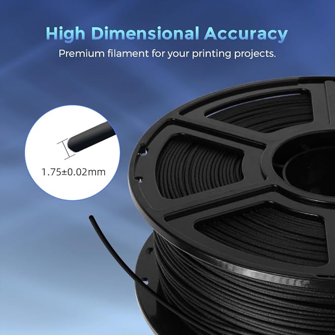 FLASHFORGE Carbon Fiber PLA Filament 1.75mm, Carbon Fiber Reinforced PLA 3D Printer Filament, 1KG Spool Dimensional Accuracy +/- 0.02mm, High Strength & High Abrasion-Resistance (PLA-CF Black)-DeskLoop Office