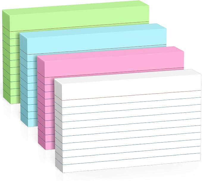 200 Pcs Colored Index Cards 3 x 5 Inch Ruled Index Cards, Flash Cards College by Nichela