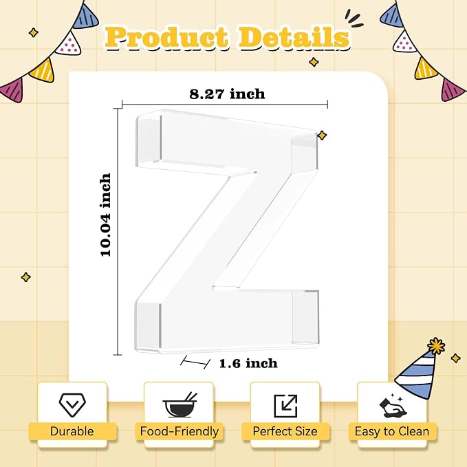 Ledido 10’’ Acrylic Letter Charcuterie Board Box, Reusable Fillable Serving Tray - Image 3