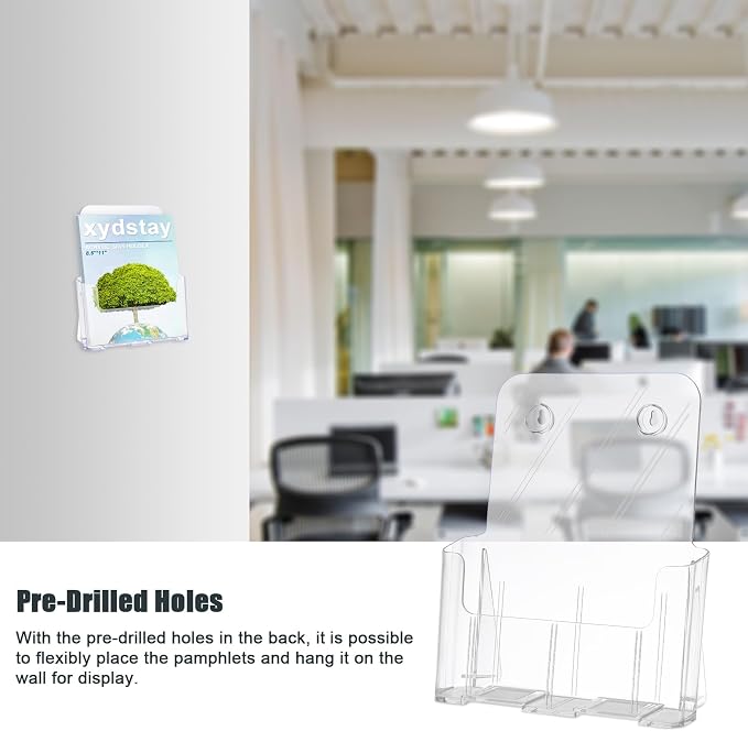xydstay Acrylic Brochure Holder 8.5x11 Inches Slant Back Design, Plastic Table - Image 6