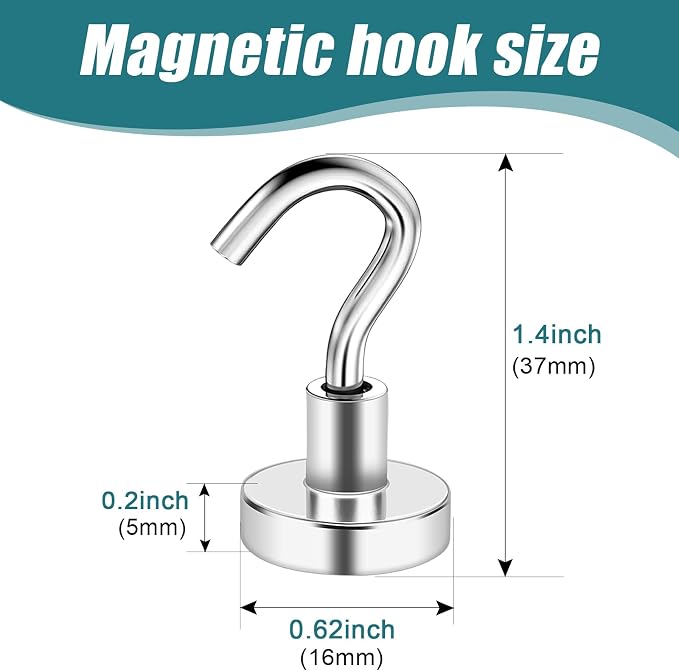 MAGXCENE 100 Pack Magnetic Hooks Heavy Duty 25 lbs Strong Rare Earth Magnet - Image 2