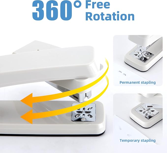 Deli/EZWORK Swing-Arm Swivel Stapler, 25 Sheets Capacity, 360 Degree Rotate - Image 3