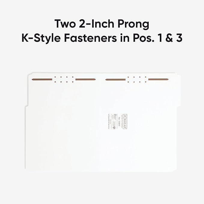 Smead Fastener File Folders, Reinforced 1/3-Cut Tabs, 2 Fasteners, Letter Size - Image 5