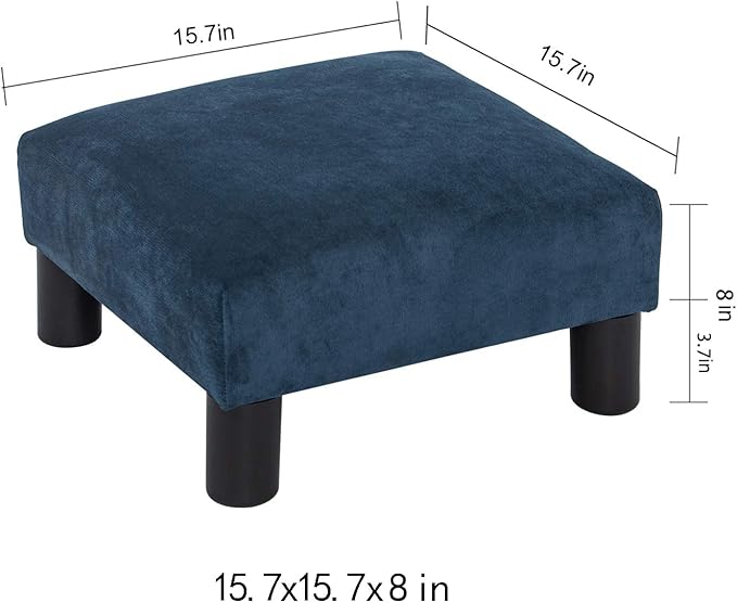 Joveco Small Foot Rest Stool Ottoman, 15" Fabric Square Short Low Footstool Upholstered Footrest for Chair, Under Office Desk, Living Room, Navy Blue-DeskLoop Office