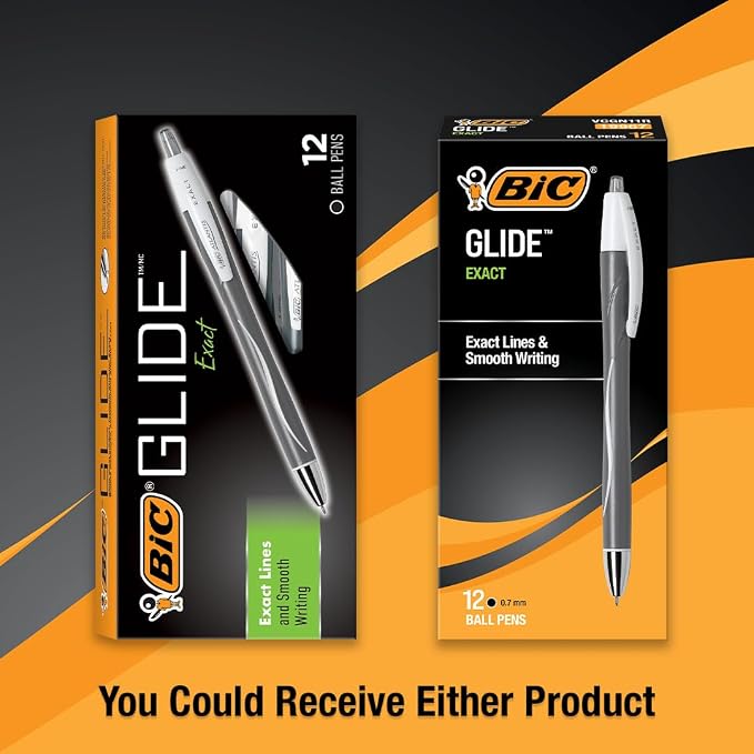 BIC Glide Exact Black Retractable Ballpoint Pens, Fine Point, 12-Count Pack - Image 3