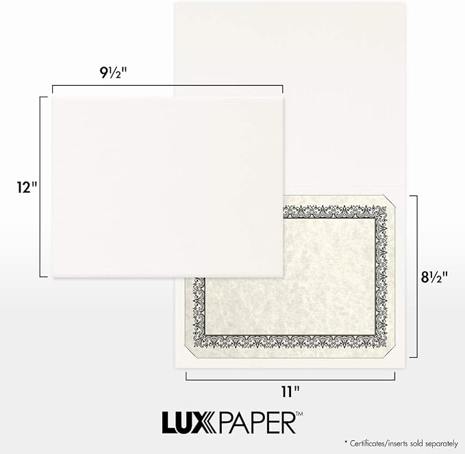 LUXPaper 9.5" x 12" Certificate Holders | White Linen | 100lb. Cover | 50 Qty - Image 4